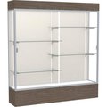 Waddell Display Case Of Ghent Reliant Lighted Display Case 72"W x 80"H x 16"D Walnut Base Plaque Back Satin Natural Frame 2176PB-SN-WV